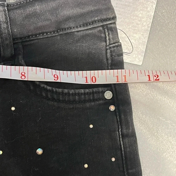 Guess Vintage black embroidered hand beaded girls skinny jeans size 7 Zip front - Picture 15 of 16